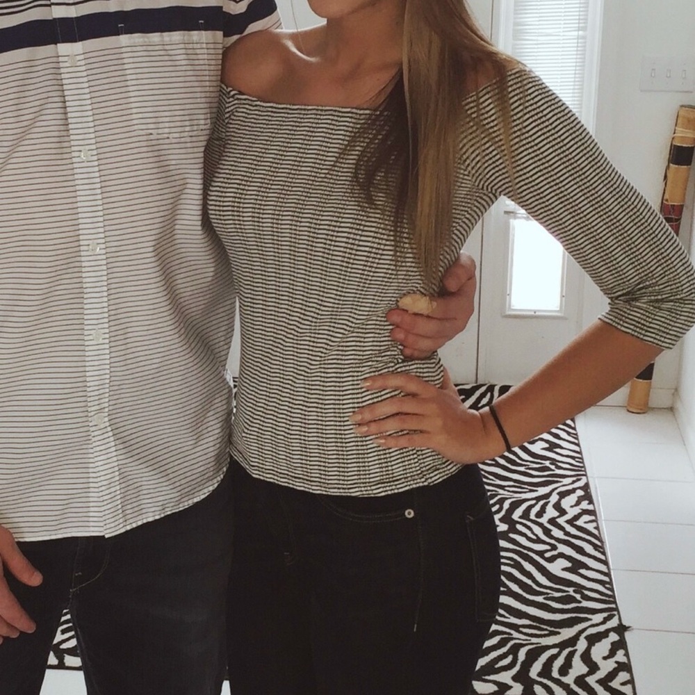 Striped Black and White Women's Top